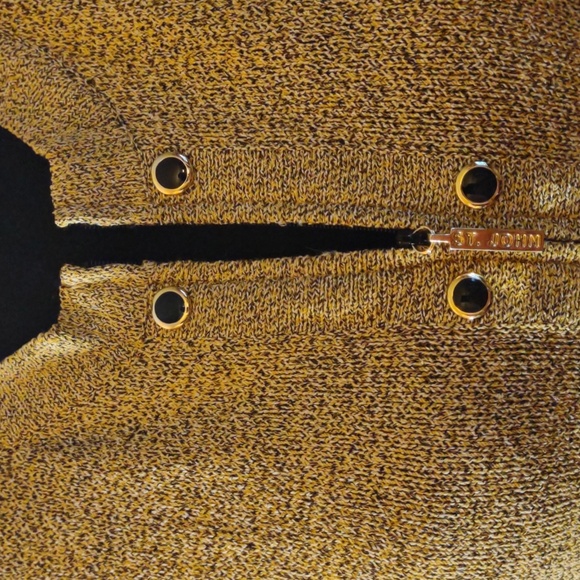 Vintage 80's Gold/Black Zip-Up Wool Blend Cardigan by St. John -Size 8 - Picture 3 of 14